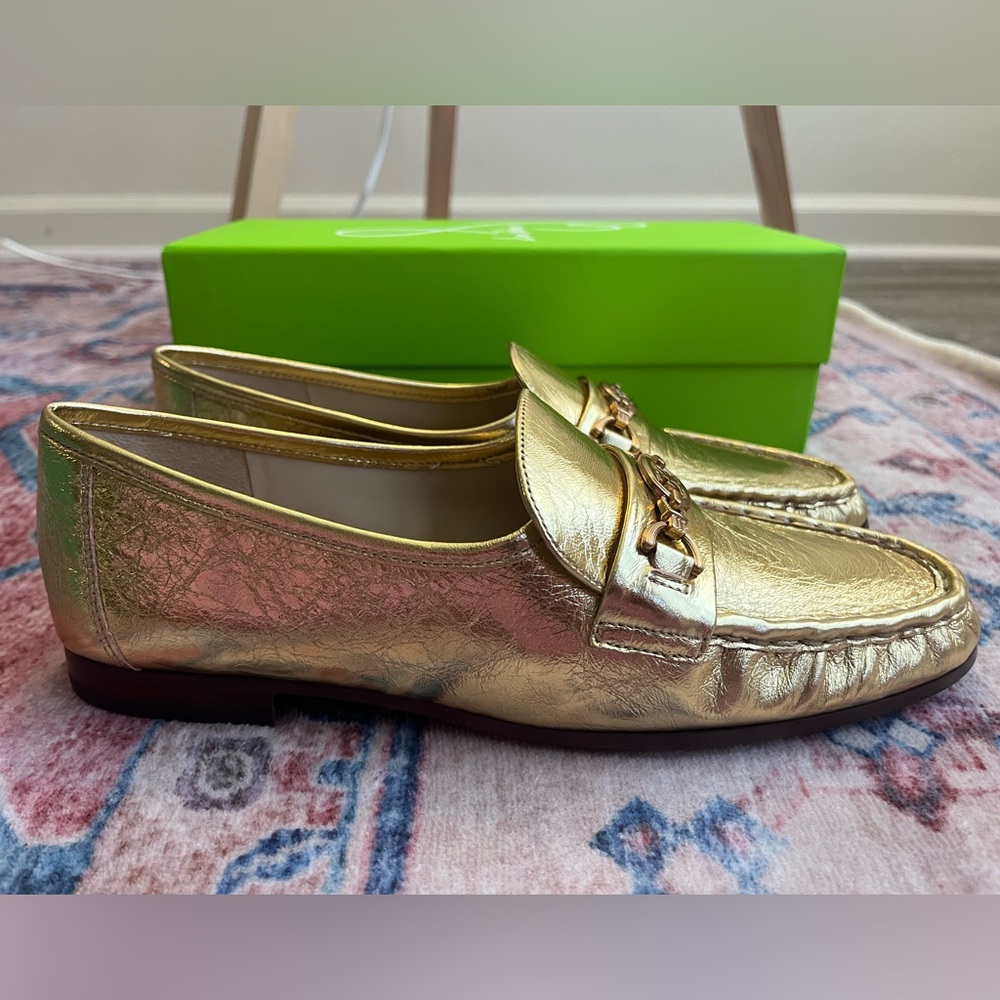 Sam Edelman Metallic Gold Lucca Loafers NIB - Picture 3 of 8